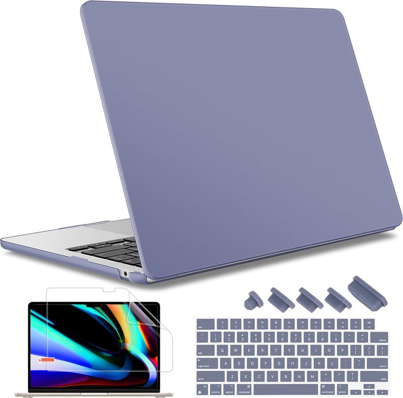 May Chen for M4 MacBook Air 13.6 inch Case 2025 2024 2023 2022 Release A3240 M3 A3113 M2 A2681, Plastic Hard Shell Case for MacBook Air 13.6" with Retina Display Fits Touch ID,Lavender Gray - Image 1